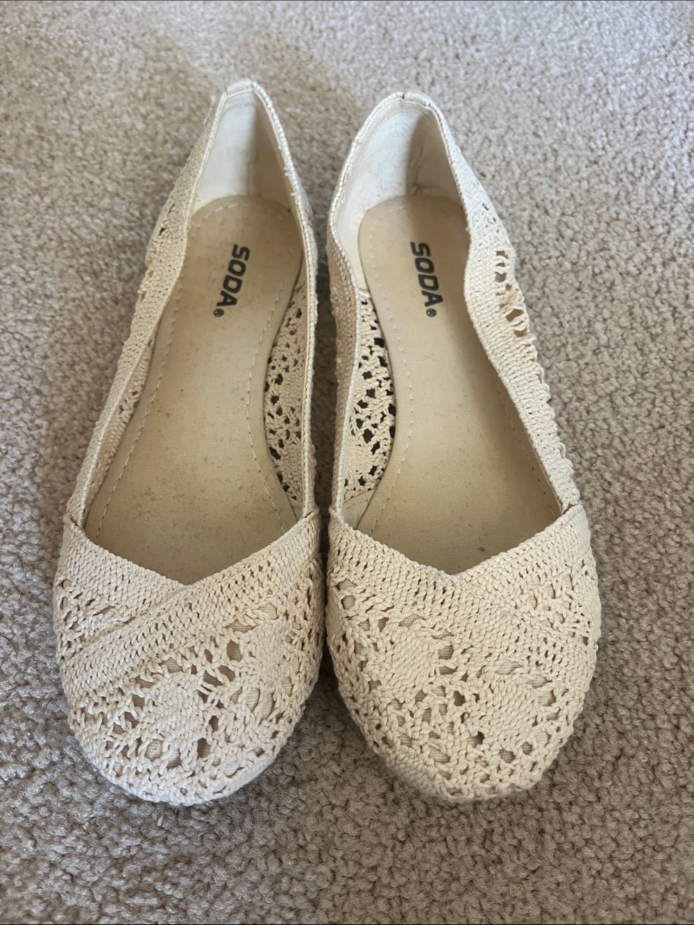 Soda Crochet Ballet Flats in Cream